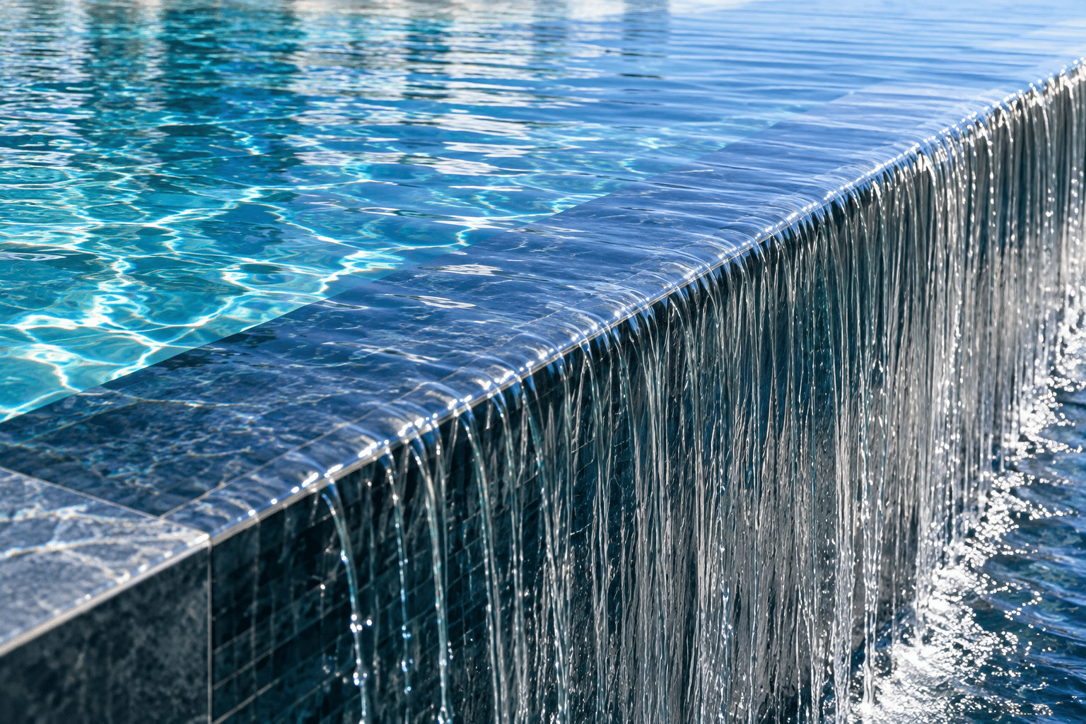 Infinity swimming pool overflow system in phuket