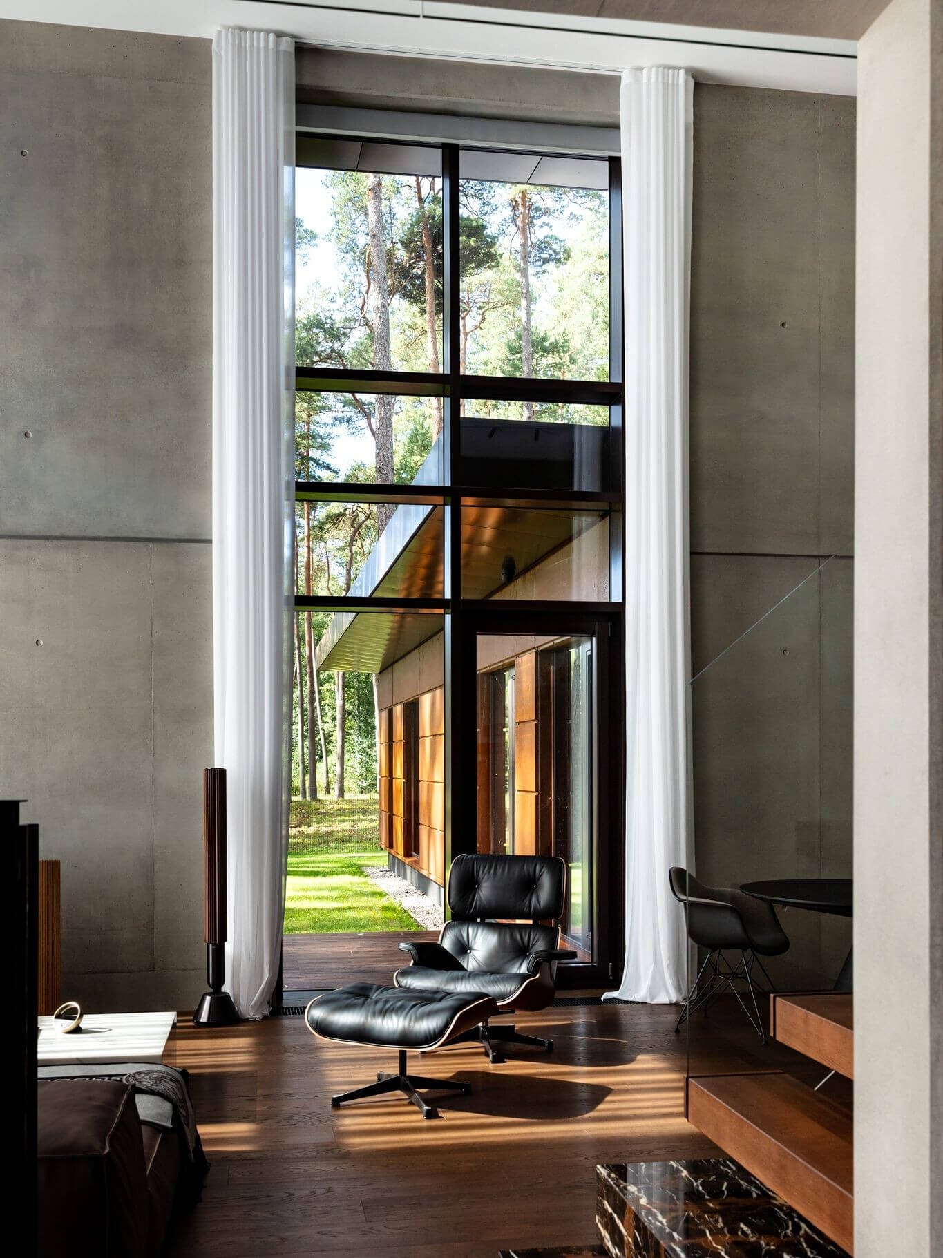 Modern villa interior with large windows flooring and interior finishes in Phuket