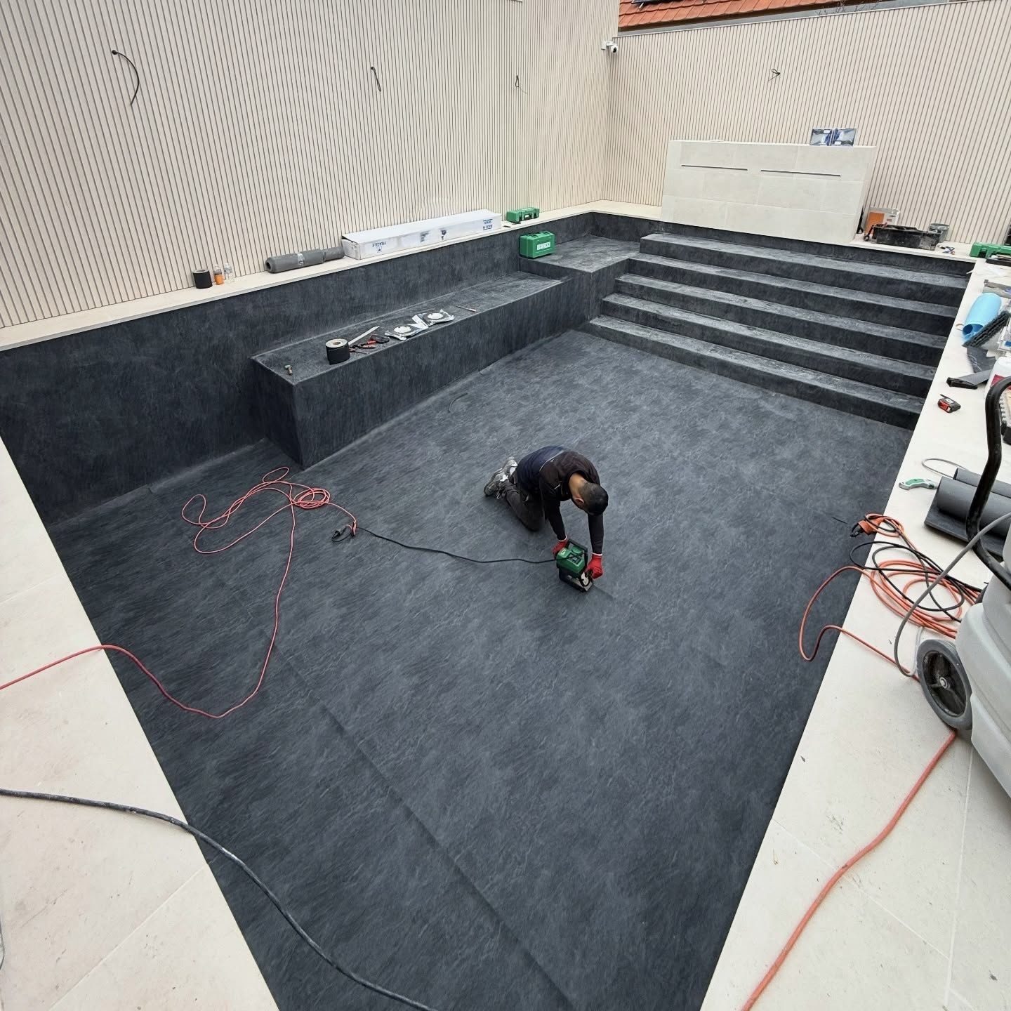 Swimming pool waterproofing installation in phuket
