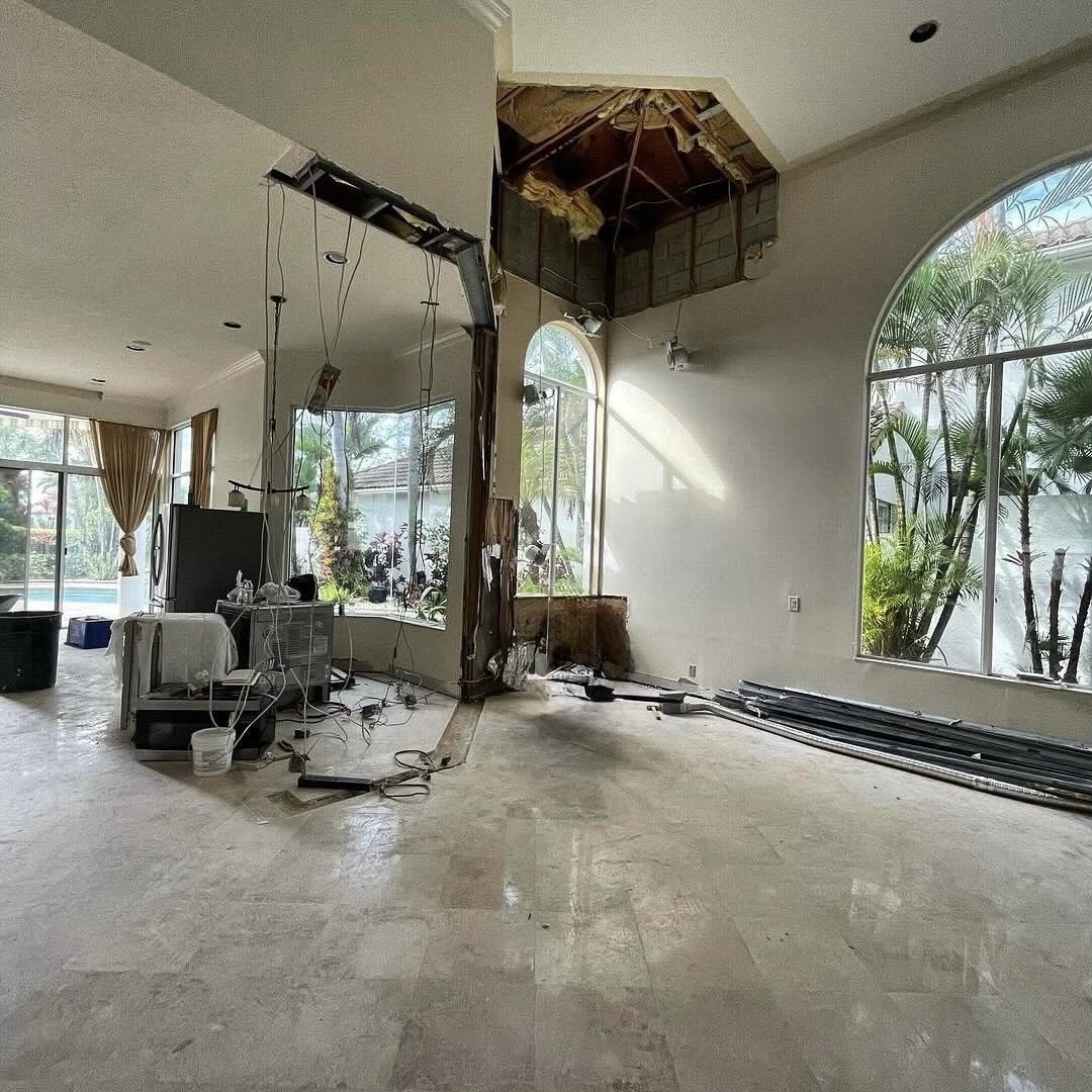 Interior structural renovation and layout changes during villa remodeling in Phuket